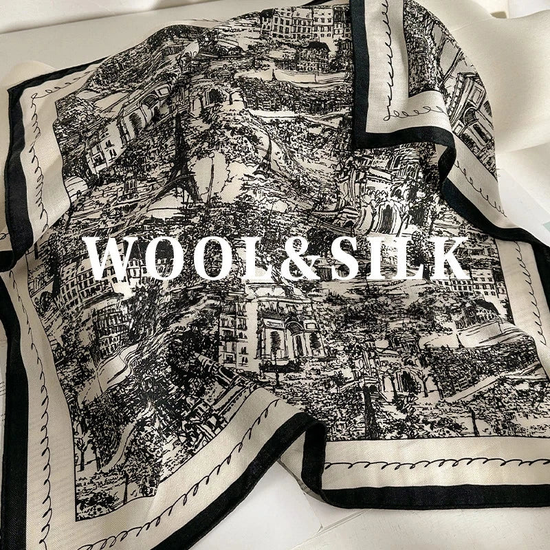 Twilight flower – Wool and silk scarf