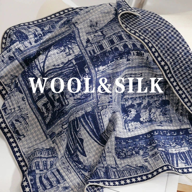 Twilight flower – Wool and silk scarf