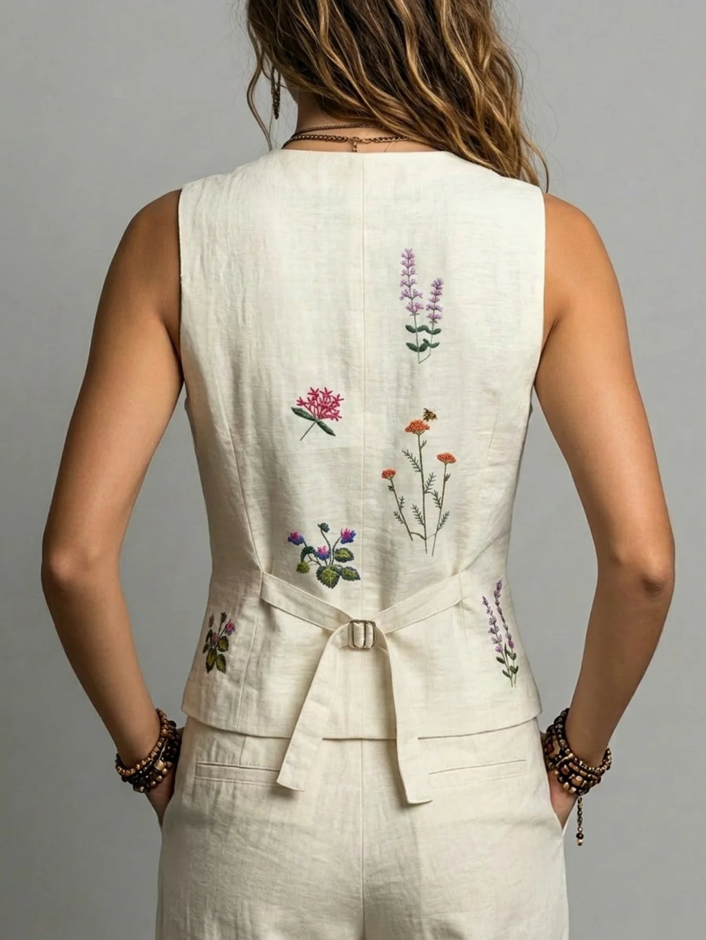 Lavendel – Broderad linneväst